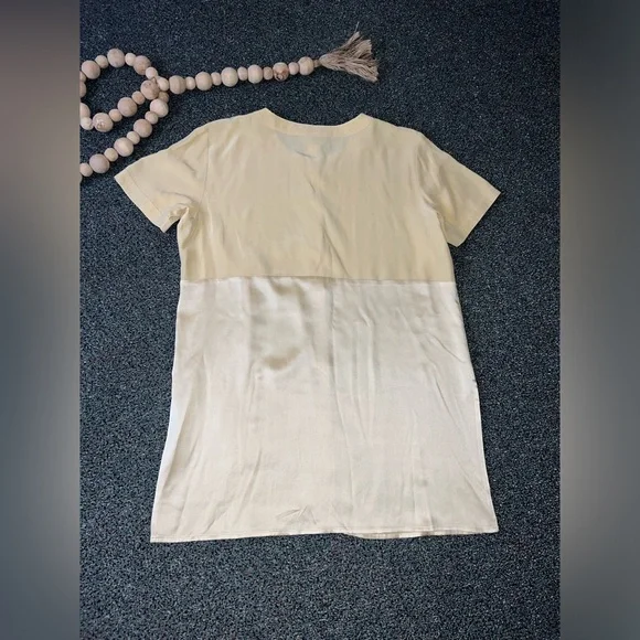 Cream High-Waist Trouser Shirt-Sleeve Tunic 100% Silk Vintage Coord Matching Set
